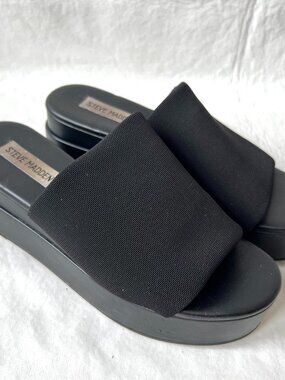 Steve Madden sandals Slinky Slides black wedge platform 7.5 8 womens y2k 2000s